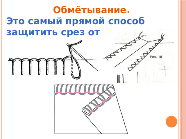 Обмётывание.  Это самый прямой способ защитить срез от осыпания. 