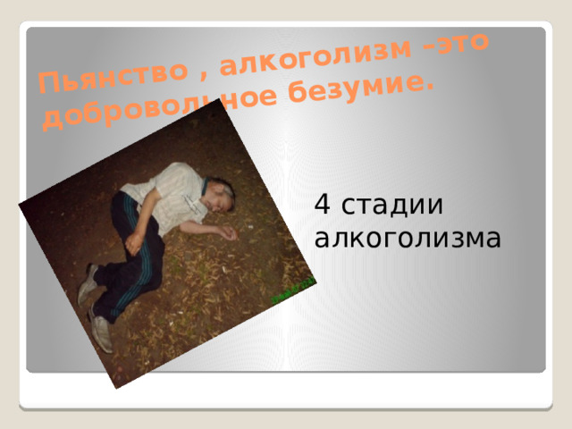 Пьянство , алкоголизм –это добровольное безумие. 4 стадии алкоголизма