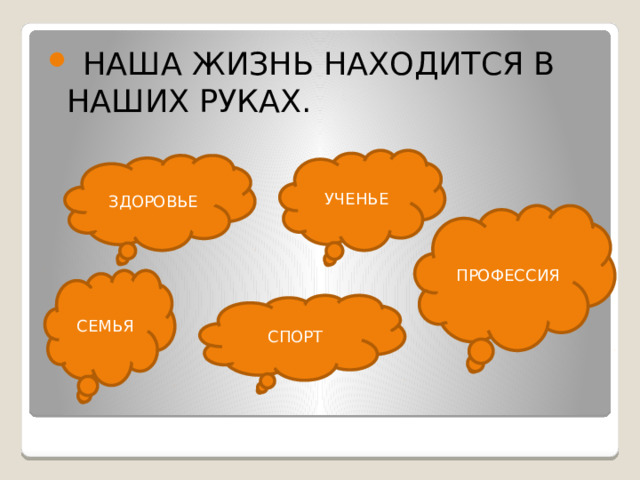 НАША ЖИЗНЬ НАХОДИТСЯ В НАШИХ РУКАХ.