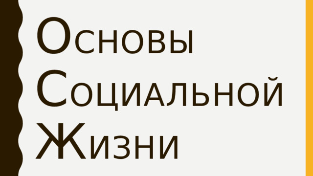 О сновы  С оциальной  Ж изни