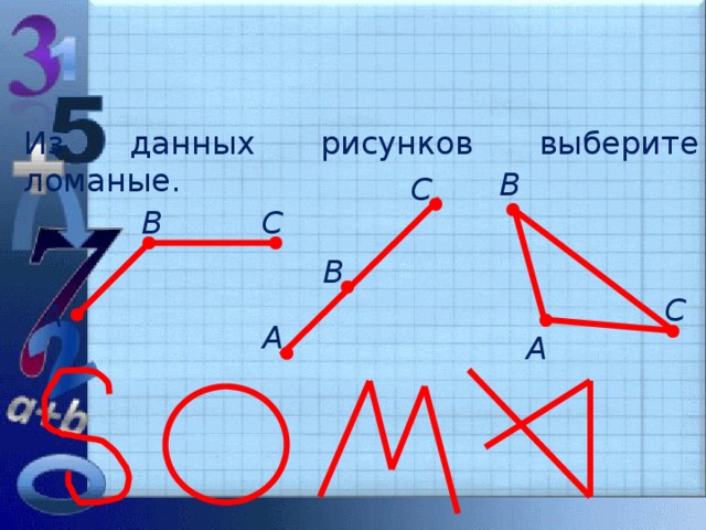 Из данных рисунков выберите ломаные. В С В С В С А А А