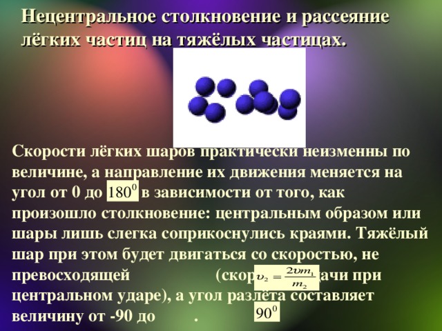 Упругие столкновения частиц. Нецентральное столкновение. Нецентральный удар шаров. Нецентральное соударение. Нецентральное упругое соударение шаров разной массы.