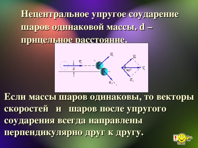 Модуль скорости шариков после соударения