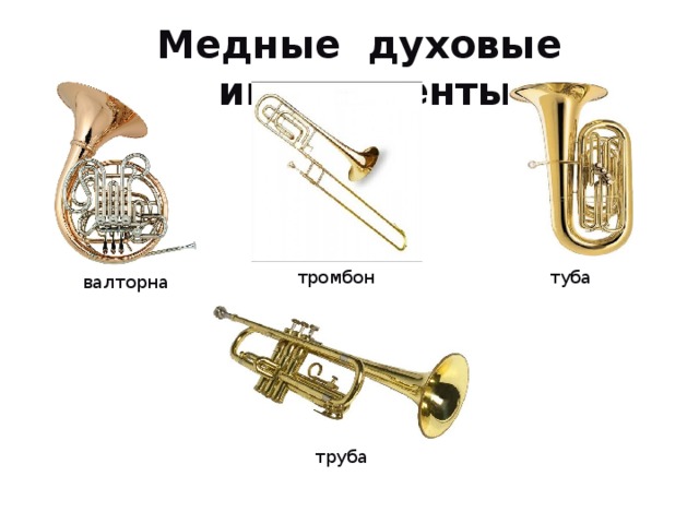 Медные духовые инструменты тромбон туба валторна труба