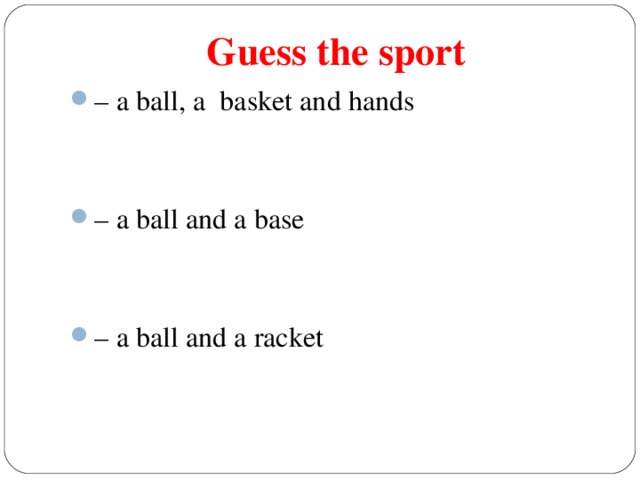 Guess the sport