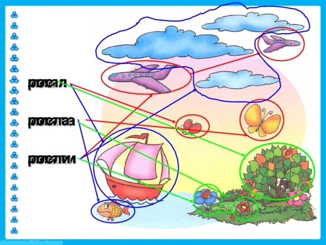 рос  росла  росли плыл  плыла  плыли летал  летала  летали