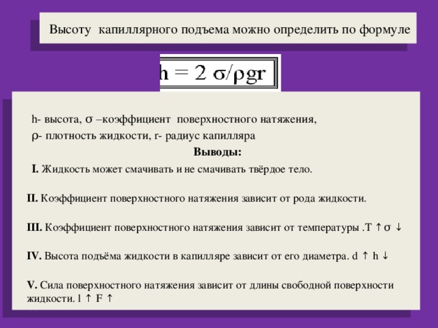 От чего зависит коэффициент поверхностного натяжения