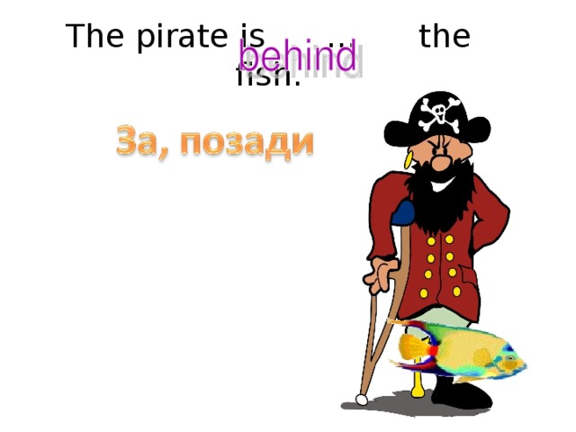 The pirate is … the fish.