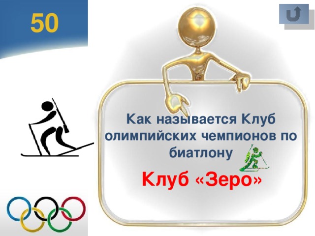 50 Как называется Клуб олимпийских чемпионов по биатлону Клуб «Зеро»