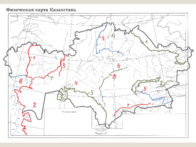 Контурная карта казахстана