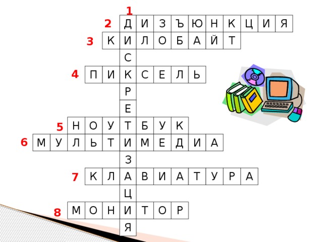 1 Н 2 Д И З Ъ Ю К Ц И Я К Б О Л А И Й Т 3 С 4 И П С Е Л Ь К Р Е К У Н Б О У Т 5 6 Л М У М Ь Т А И Д Е И З Р А А У Т Л К В И А 7 Ц Р О Т М О Н И 8 Я