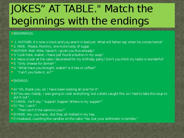 JOKES” AT TABLE.