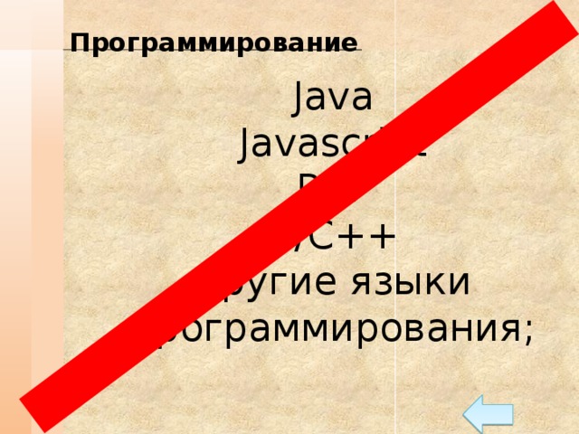 Программирование Java Javascript PHP C/C++ другие языки программирования;