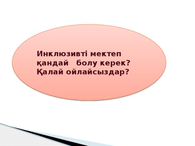 Инклюзивті мектеп қандай болу керек? Қалай ойлайсыздар?