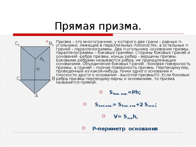 Периметр основания прямой призмы равен 32