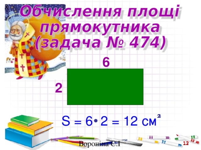 6 2 S = 6 2 = 12 см  Вороніна Є.І