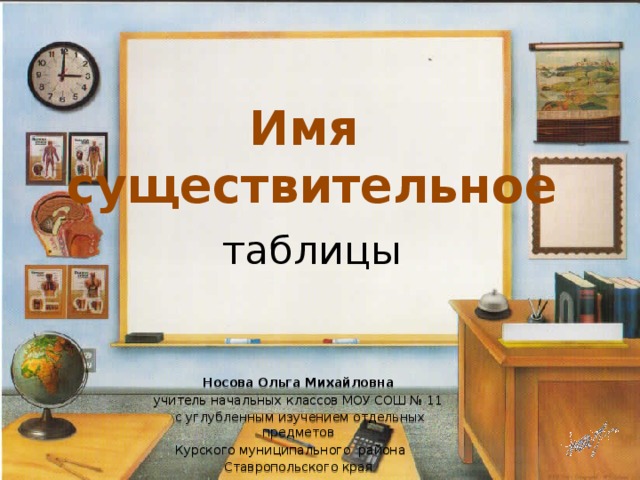 Имя существительное таблицы Носова Ольга Михайловна учитель начальных классов МОУ СОШ № 11  с углубленным изучением отдельных предметов Курского муниципального района Ставропольского края