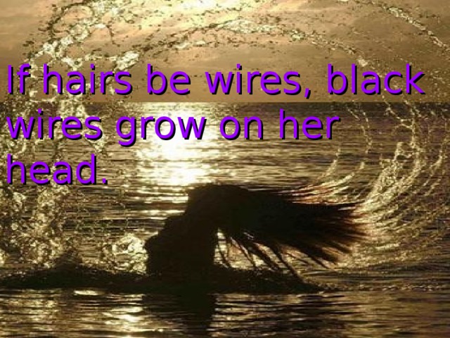 If hairs be wires, black wires grow on her  head.