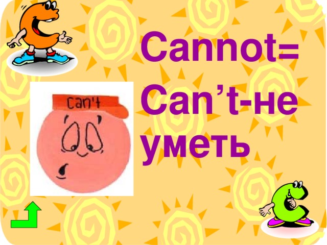 Cannot = С an’t- не уметь