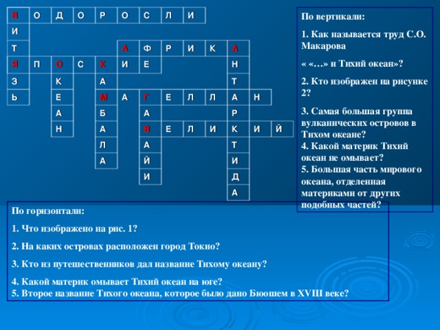 Кроссворд по географии 5 класс параграф 5