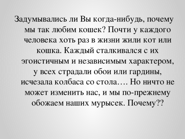 За что я люблю свою кошку. Почему мне нравятся кошки.