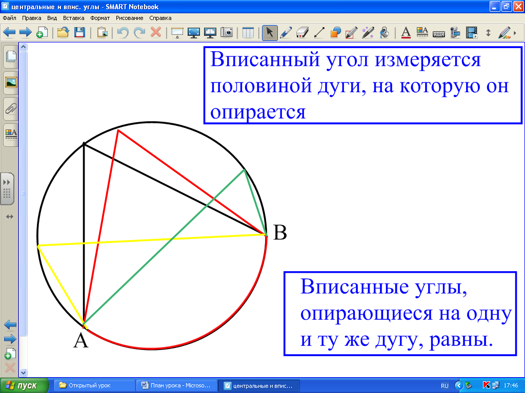 Урок геометрии окружность вписанная в угол