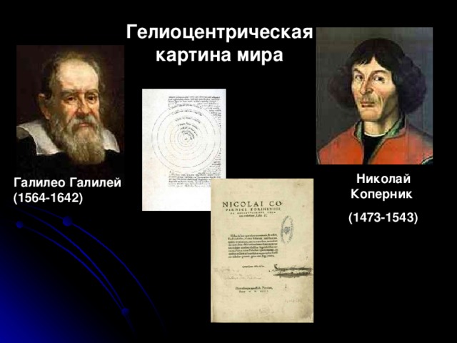 Гелиоцентрическая картина мира Николай Коперник  (1473-1543) Галилео Галилей (1564-1642)