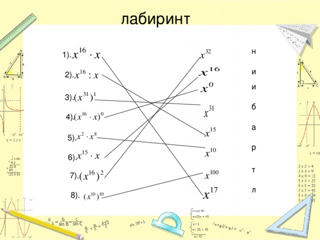 лабиринт н 1). и 2). и 3). б 4). а 5). р 6). т 7). л 8).