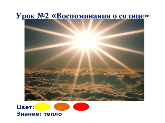 Урок №2 « Воспоминания о солнце » Цвет: Знание: тепло