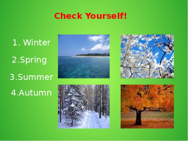 Check Yourself!  1. Winter  2.Spring 3.Summer  4.Autumn