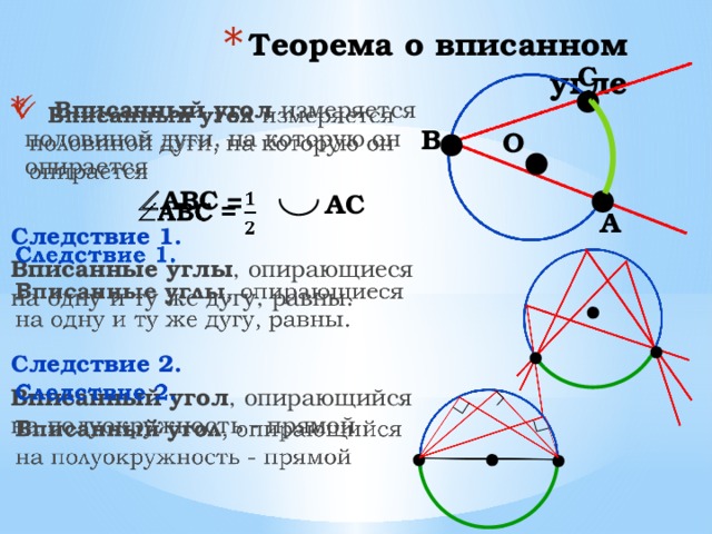 Вписанный угол опирающийся на полуокружность является