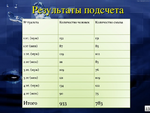 Результаты подсчета 13