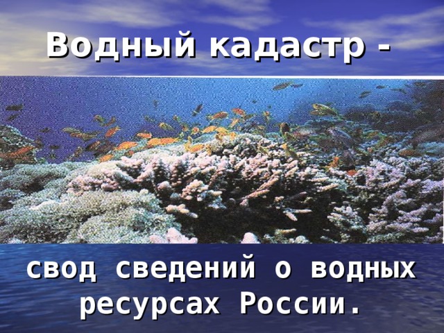 Водный кадастр - свод сведений о водных ресурсах России.