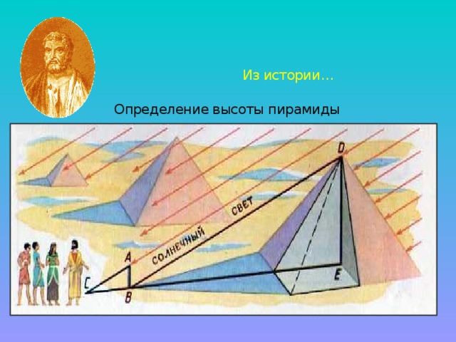 Из истории…   Определение высоты пирамиды