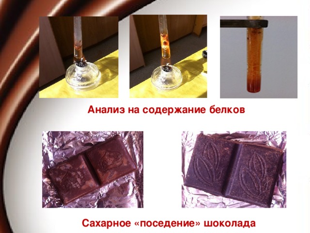 Анализ на содержание белков Сахарное «поседение» шоколада