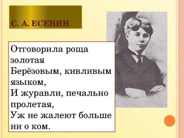 Анализ отговорила роща золотая есенин по плану