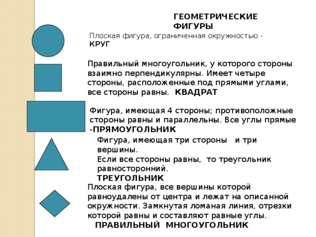 Основные геометрические фигуры обозначение изображение основные свойства