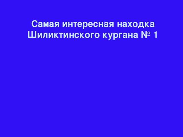 Самая интересная находка Шиликтинского кургана № 1