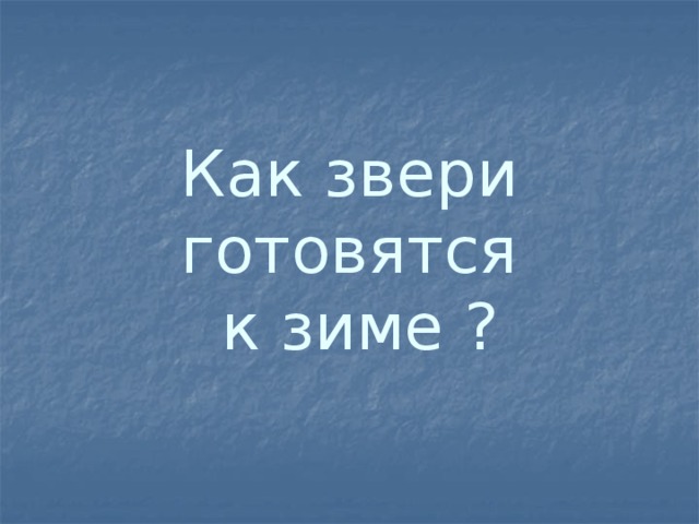 Как звери готовятся  к зиме ?