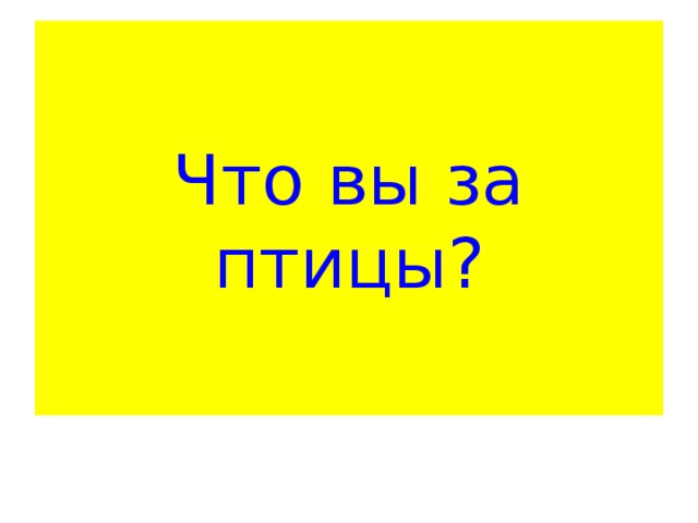 Что вы за птицы?