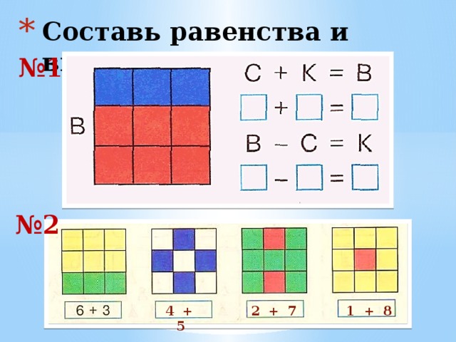 Составь равенства и выражения