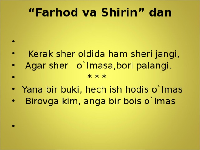 “ Farhod va Shirin” dan
