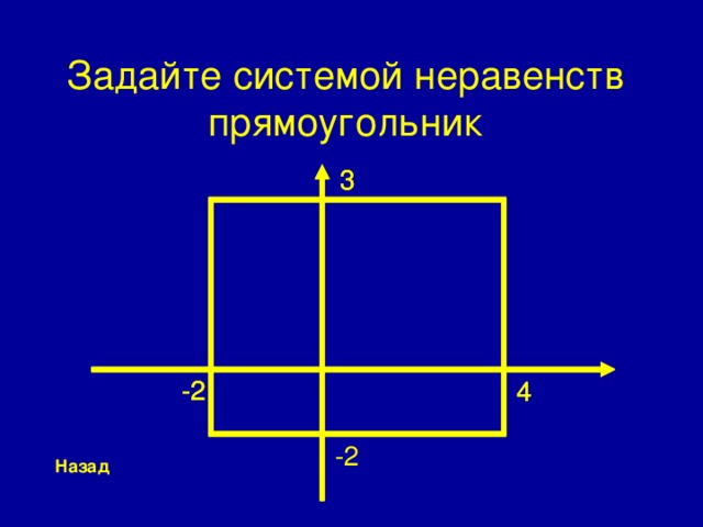Задайте системой неравенств прямоугольник 3 3 3 -2 -2 -2 4 4 4 -2 Назад