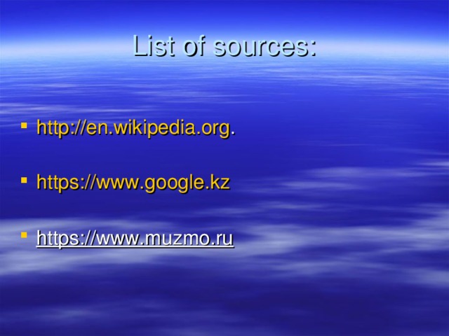 List of sources: