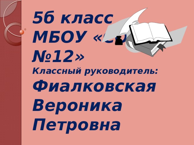 5б класс  МБОУ «СОШ №12»  Классный руководитель: Фиалковская Вероника Петровна