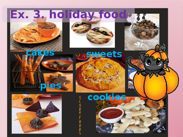 Ex. 3. holiday food cakes sweets pies cookies