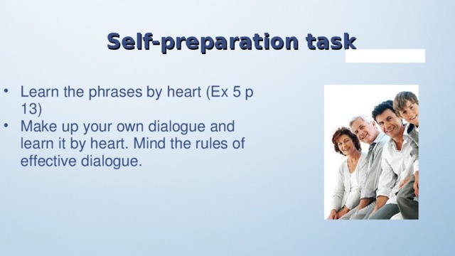Self-preparation task