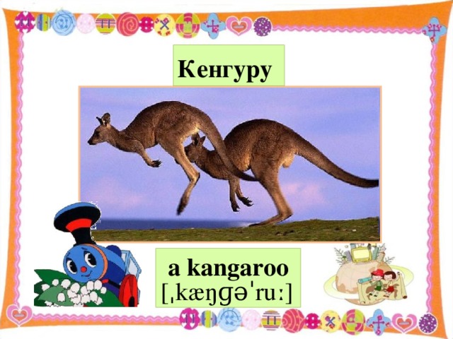 Кенгуру  a kangaroo [ˌ k æŋɡəˈ ru ː]