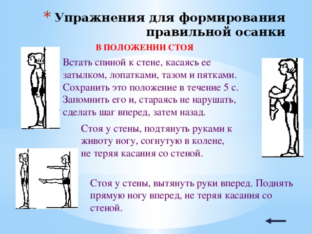 Упражнения необходимо выполнять для формирования правильной осанки. Упражнения формирующие правильную осанку. Комплекс для формирования правильной осанки. Упражнения для формирования правильной осанки у детей. Упражнения для осанки стоя.