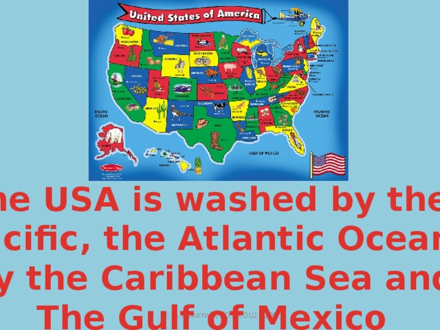 The USA is washed by the Pacific, the Atlantic Ocean, by the Caribbean Sea and The Gulf of Mexico Р. В. Покотило ГОУ СОШ 1200